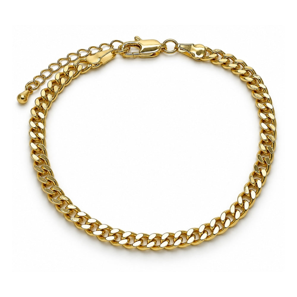 Oro Laminado Basic Bracelet, Gold Filled Style Miami Cuban Design, Polished, Golden Finish