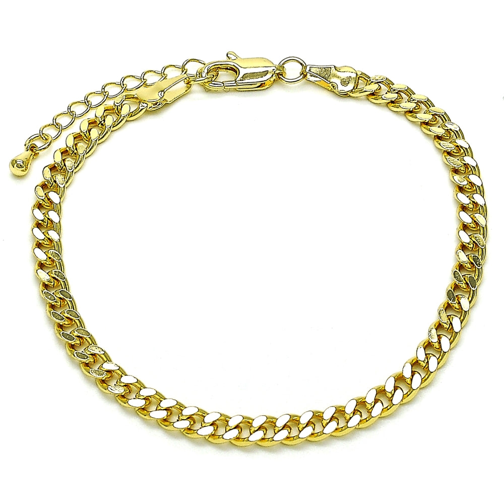Oro Laminado Basic Bracelet, Gold Filled Style Miami Cuban Design, Polished, Golden Finish