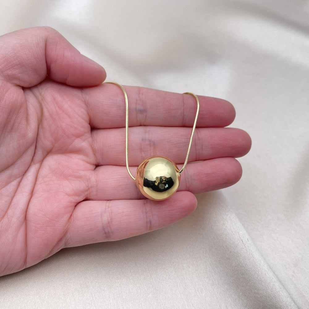 Oro Laminado Pendant Necklace, Gold Filled Style Ball and Hollow Design, Polished, Golden Finish