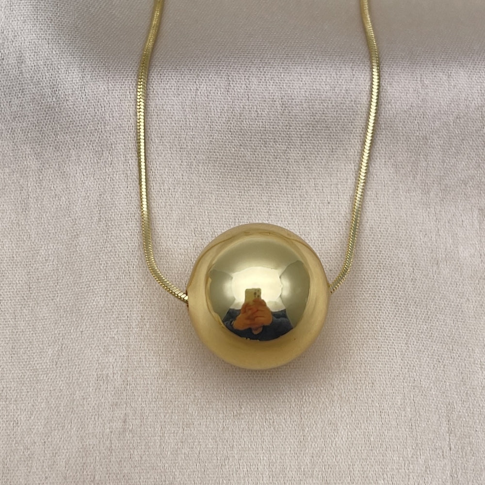 Oro Laminado Pendant Necklace, Gold Filled Style Ball and Hollow Design, Polished, Golden Finish