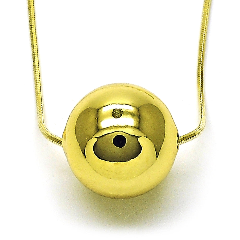 Oro Laminado Pendant Necklace, Gold Filled Style Ball and Hollow Design, Polished, Golden Finish