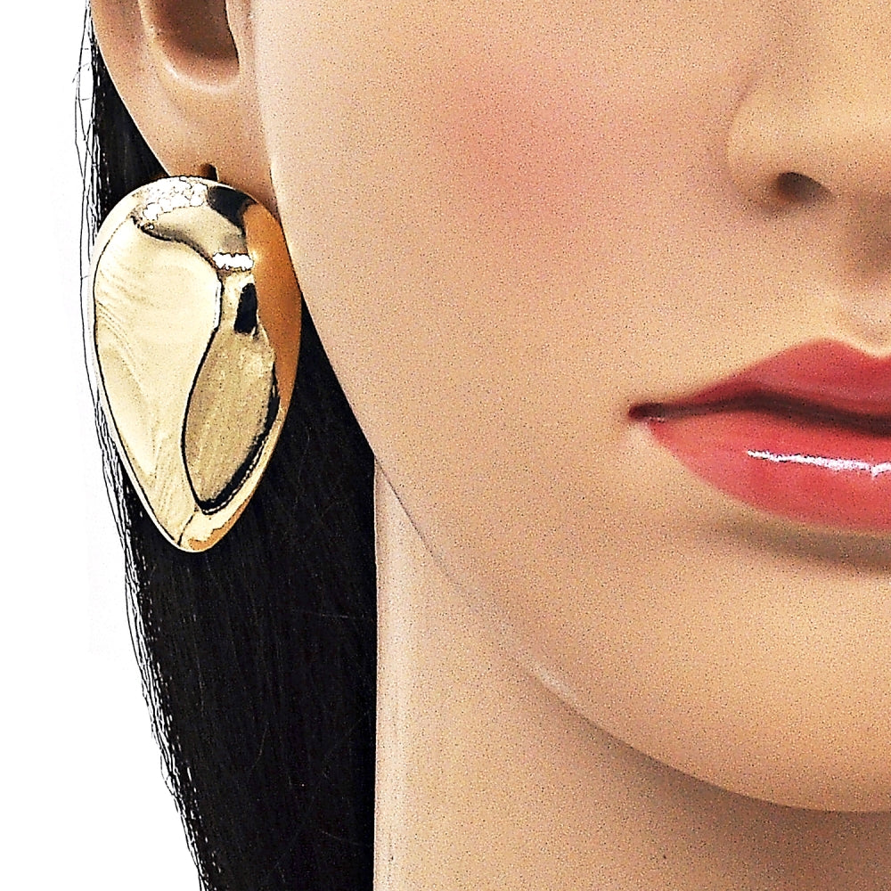 Oro Laminado Stud Earring, Gold Filled Style Teardrop Design, Polished, Golden Finish