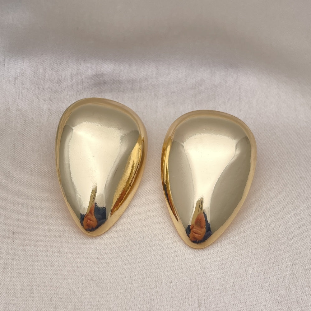Oro Laminado Stud Earring, Gold Filled Style Teardrop Design, Polished, Golden Finish