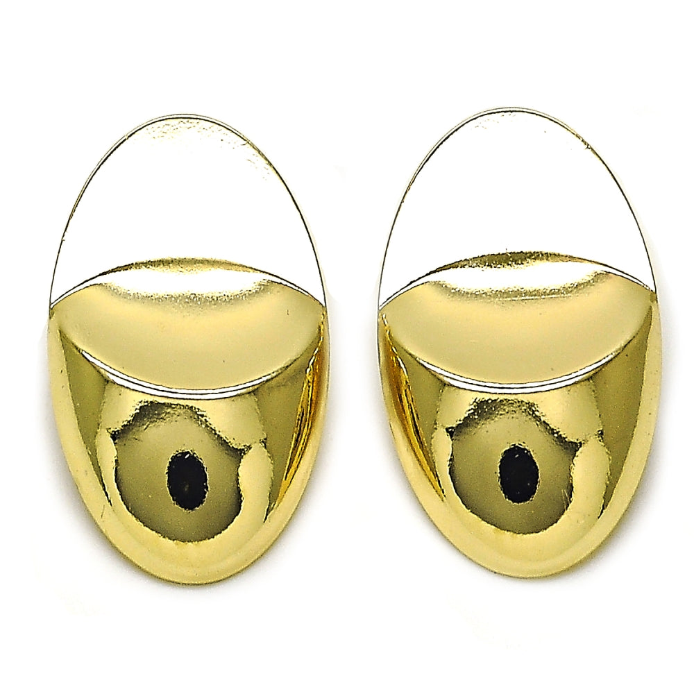 Oro Laminado Stud Earring, Gold Filled Style Polished, Golden Finish