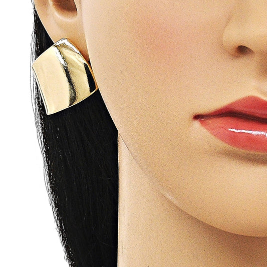 Oro Laminado Stud Earring, Gold Filled Style Polished, Golden Finish