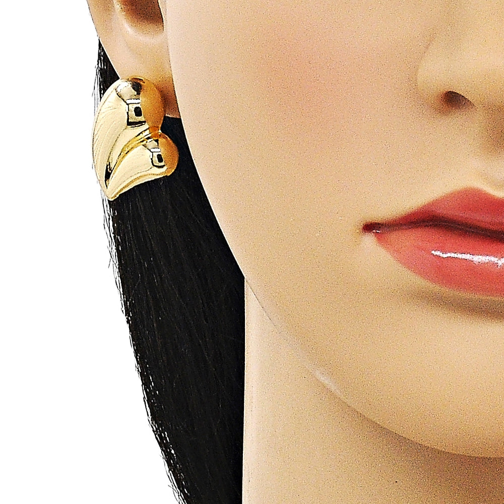 Oro Laminado Stud Earring, Gold Filled Style Heart and Hollow Design, Polished, Golden Finish
