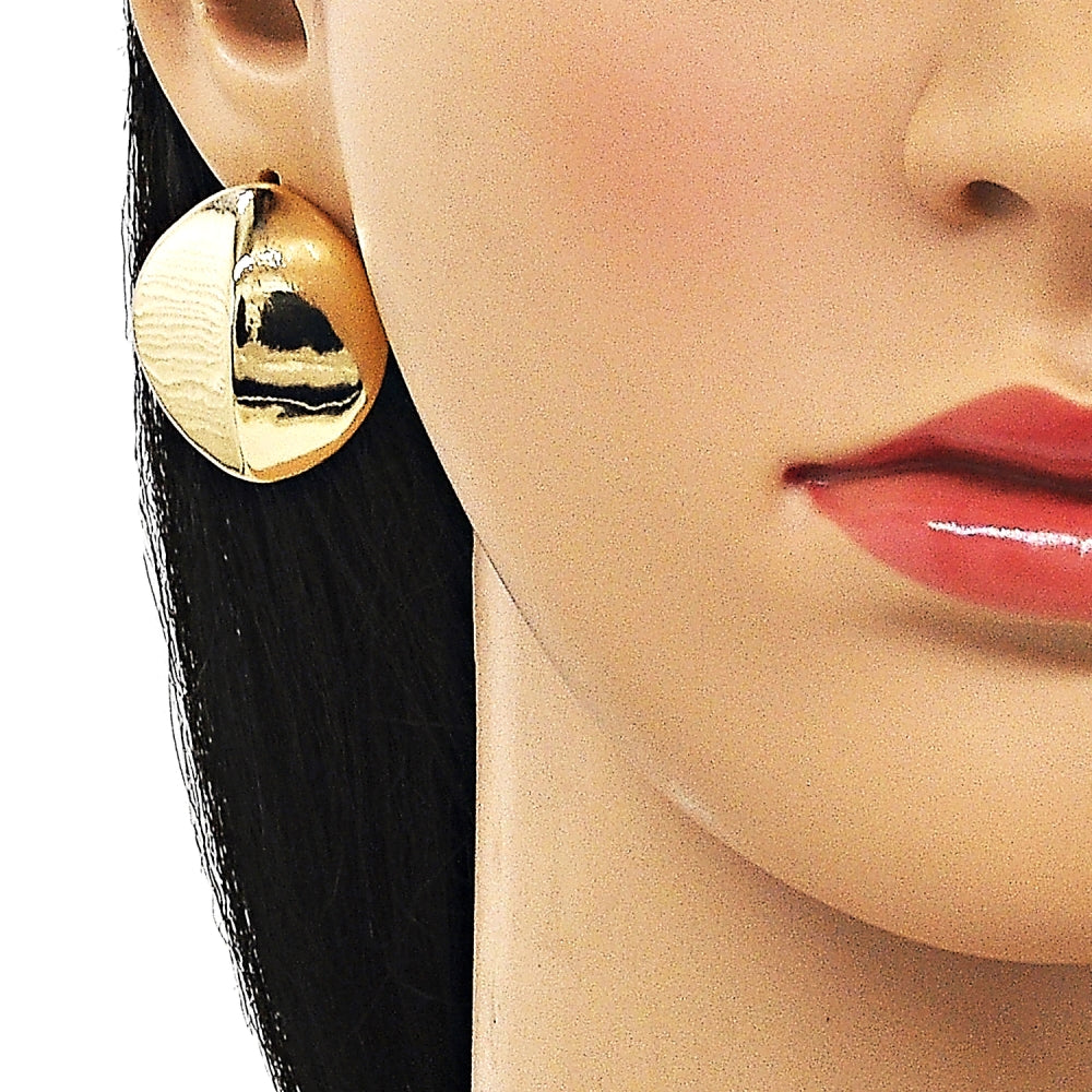 Oro Laminado Stud Earring, Gold Filled Style Polished, Golden Finish