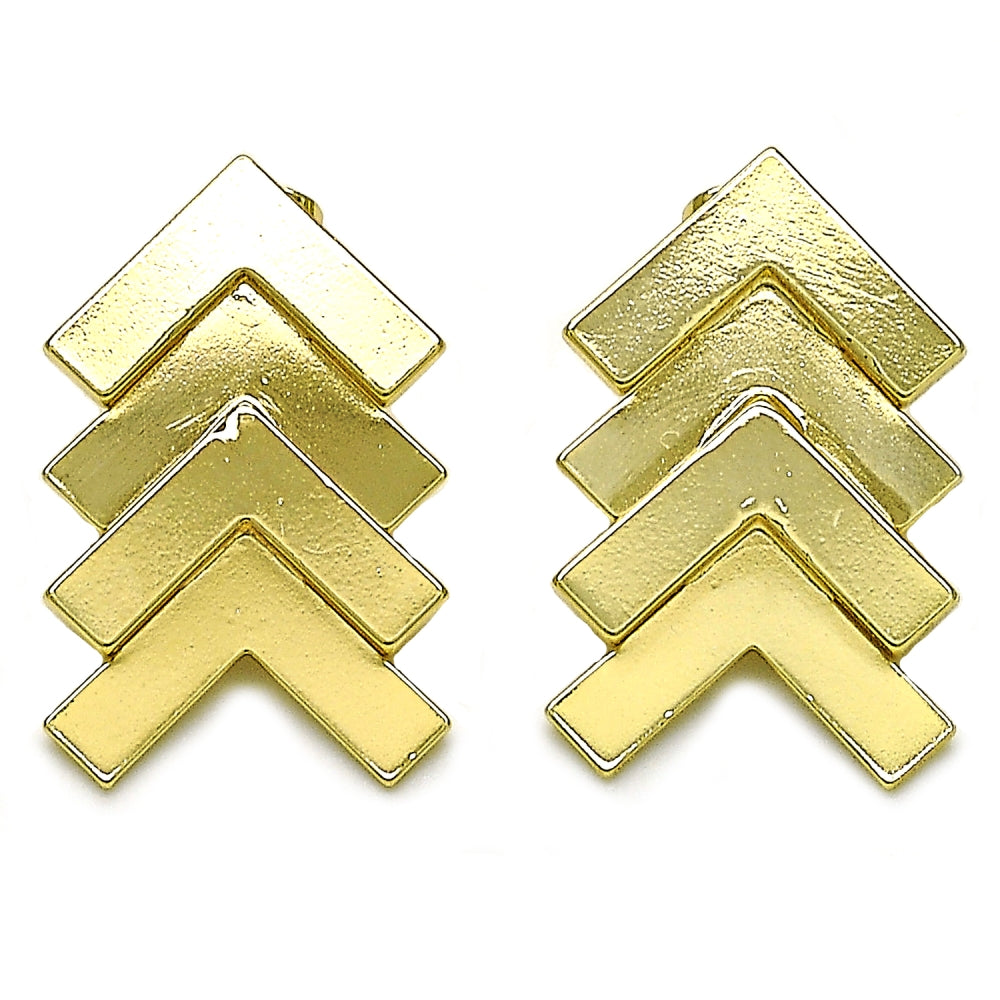 Oro Laminado Stud Earring, Gold Filled Style Polished, Golden Finish