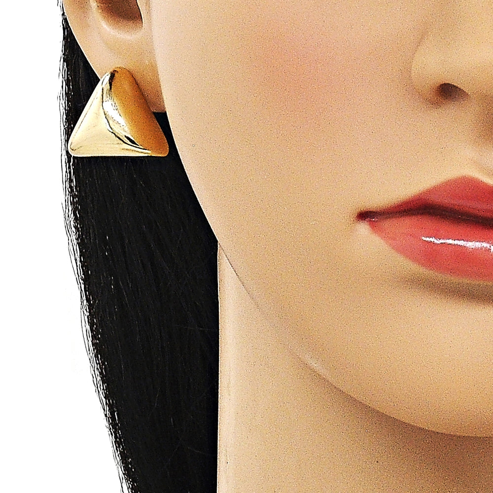 Oro Laminado Stud Earring, Gold Filled Style Polished, Golden Finish