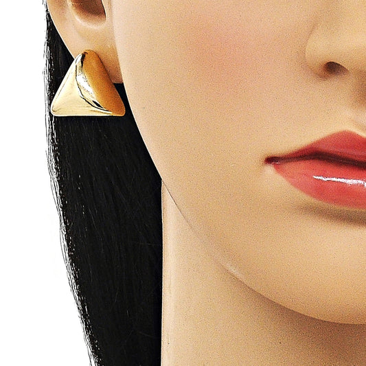 Oro Laminado Stud Earring, Gold Filled Style Polished, Golden Finish