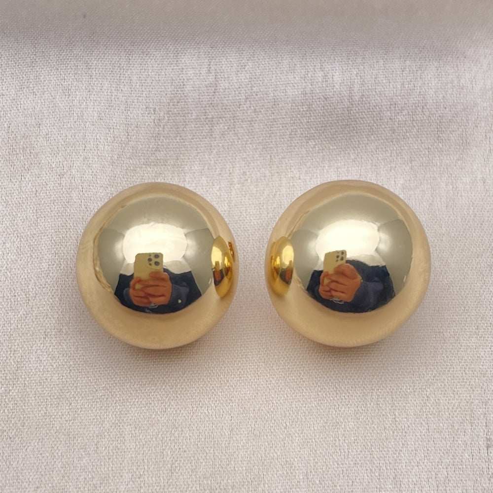 Oro Laminado Stud Earring, Gold Filled Style Ball Design, Polished, Golden Finish