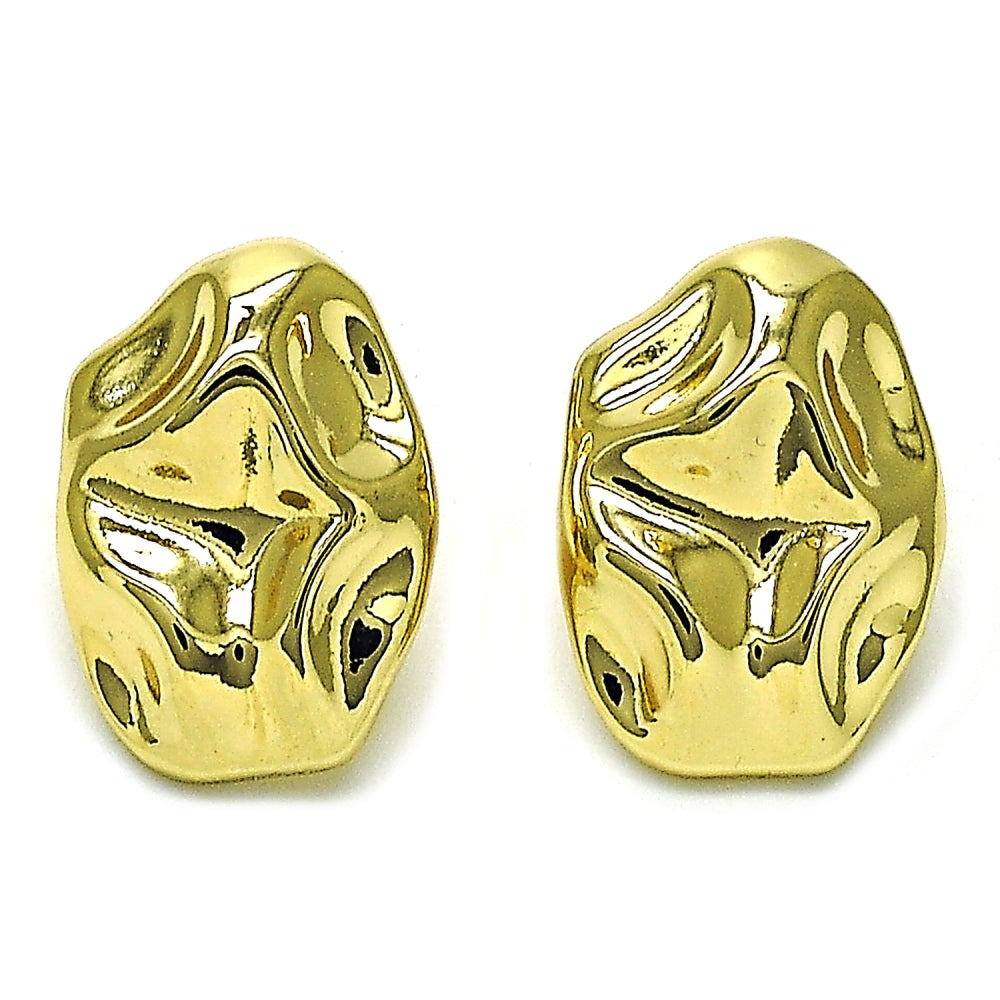 Oro Laminado Stud Earring, Gold Filled Style Polished, Golden Finish