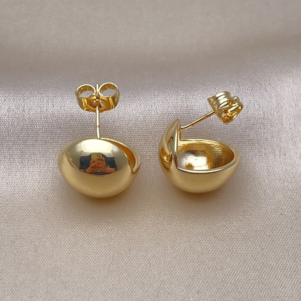 Oro Laminado Stud Earring, Gold Filled Style Ball Design, Polished, Golden Finish