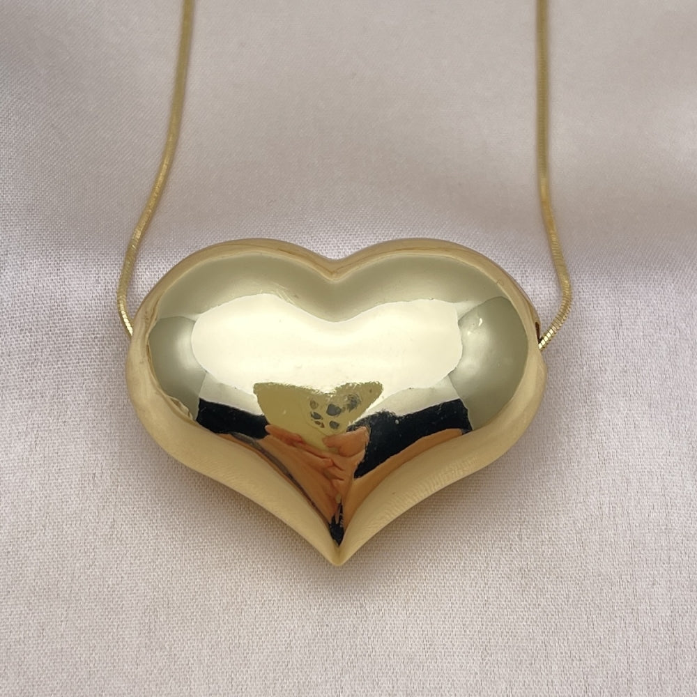 Oro Laminado Pendant Necklace, Gold Filled Style Heart and Hollow Design, Polished, Golden Finish