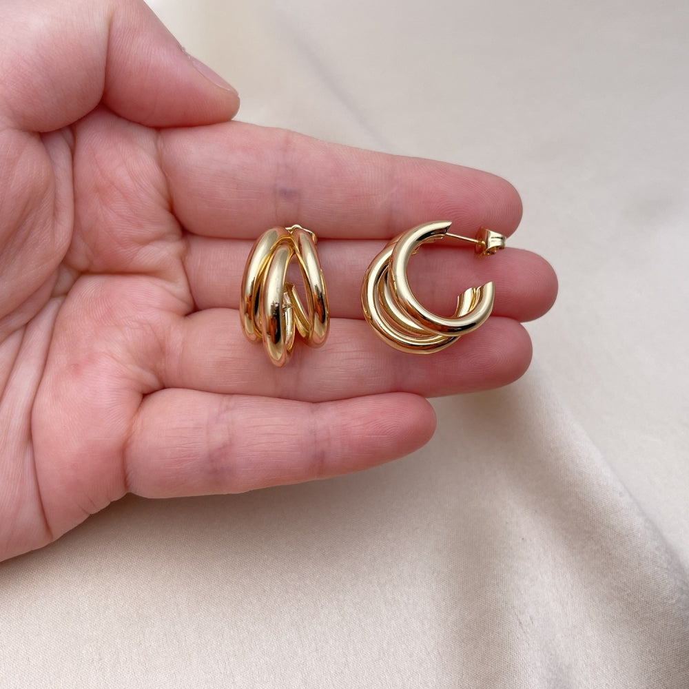 Oro Laminado Small Hoop, Gold Filled Style Hollow Design, Polished, Golden Finish