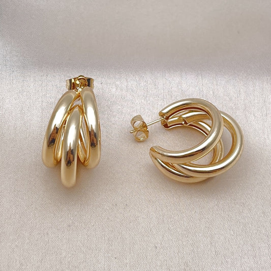 Oro Laminado Small Hoop, Gold Filled Style Hollow Design, Polished, Golden Finish