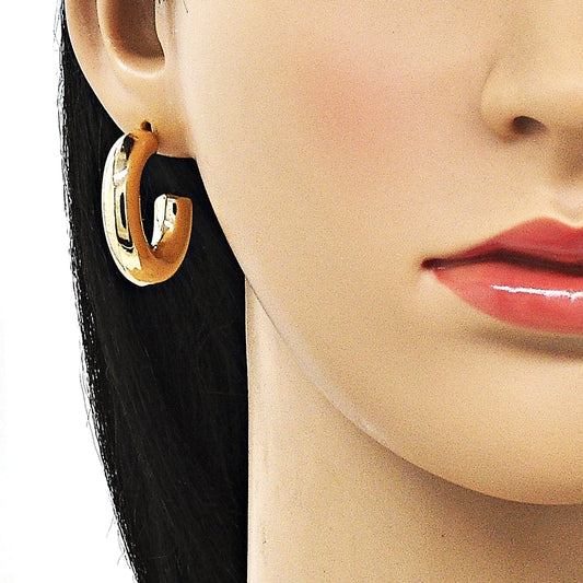 Oro Laminado Small Hoop, Gold Filled Style Hollow Design, Polished, Golden Finish