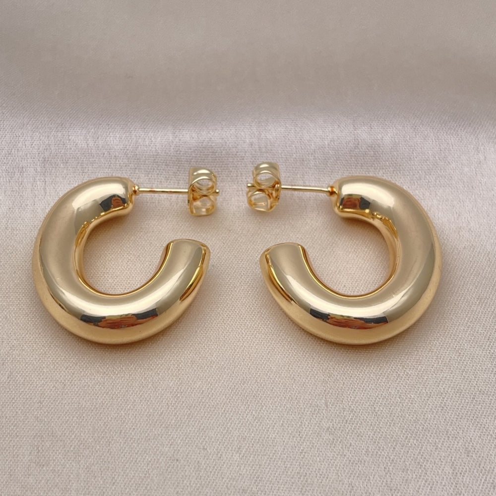 Oro Laminado Small Hoop, Gold Filled Style Hollow Design, Polished, Golden Finish