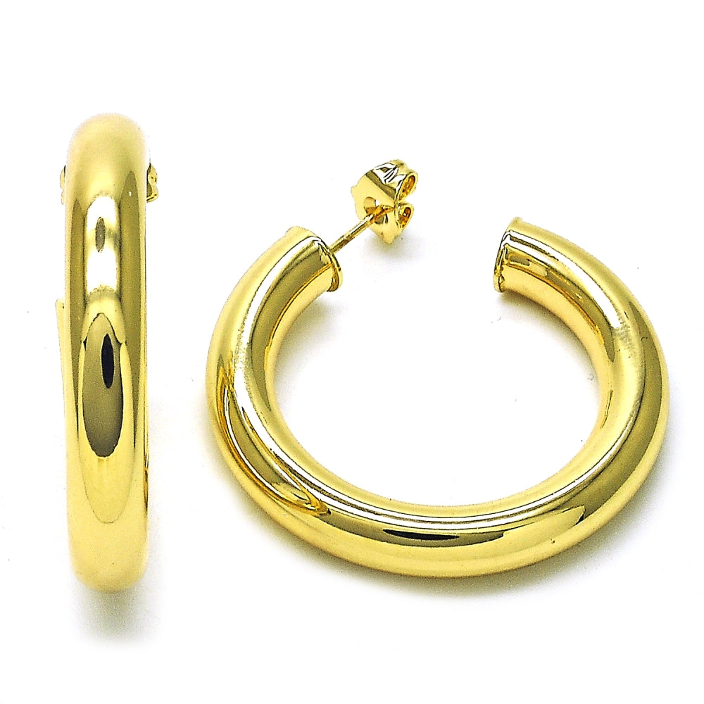 Oro Laminado Medium Hoop, Gold Filled Style Polished, Golden Finish