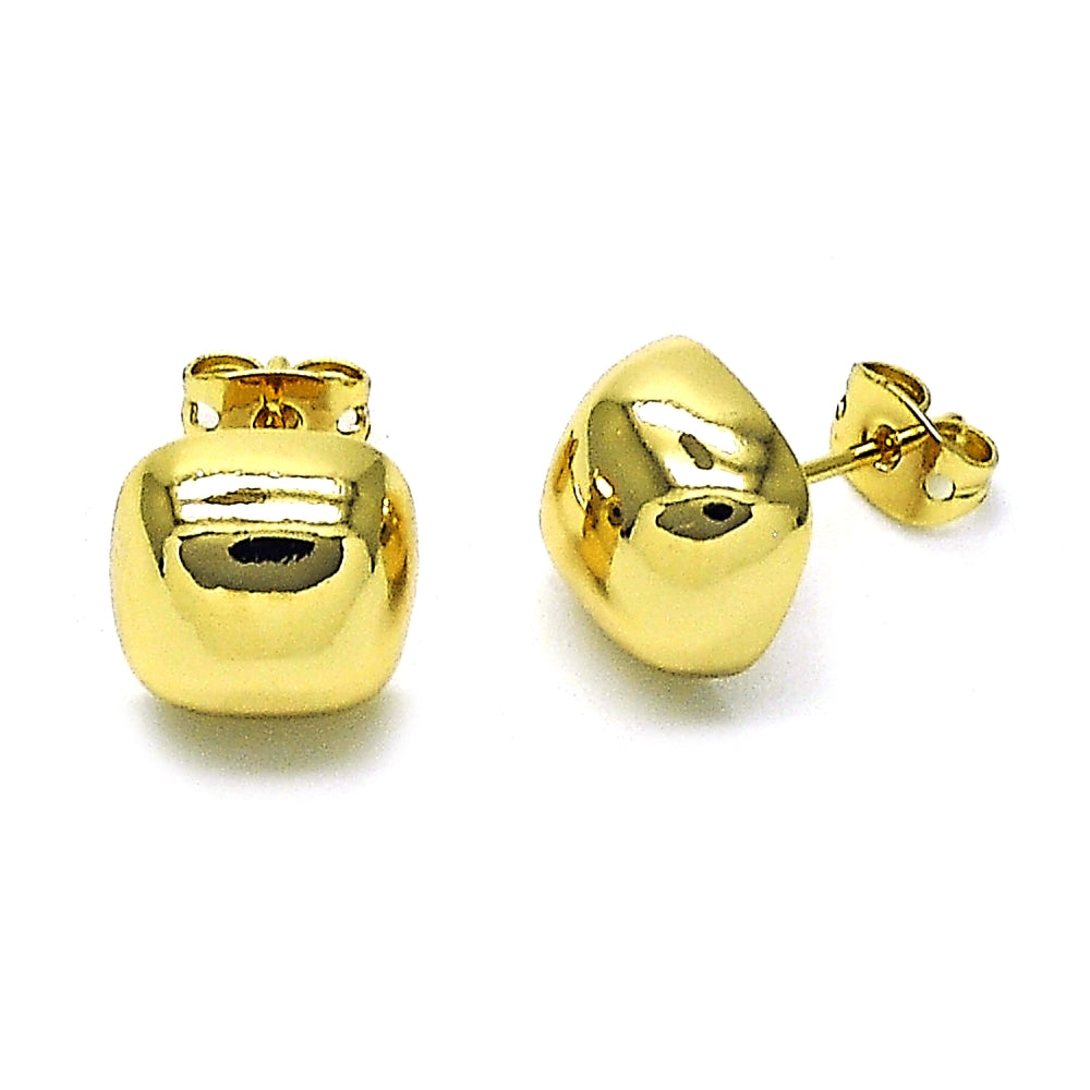 Oro Laminado Stud Earring, Gold Filled Style Polished, Golden Finish