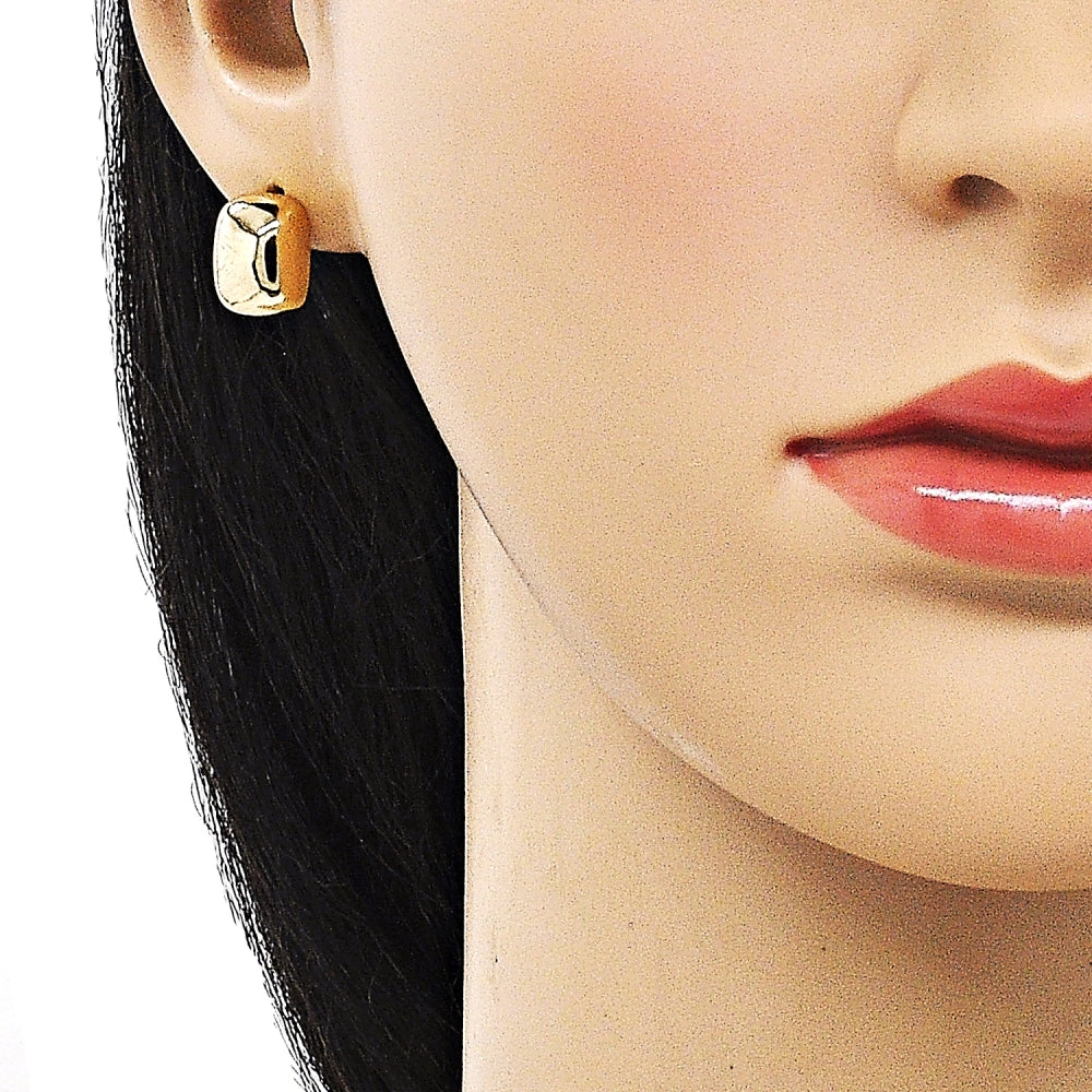 Oro Laminado Stud Earring, Gold Filled Style Polished, Golden Finish