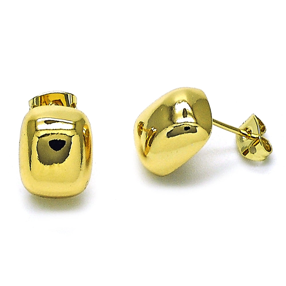 Oro Laminado Stud Earring, Gold Filled Style Polished, Golden Finish