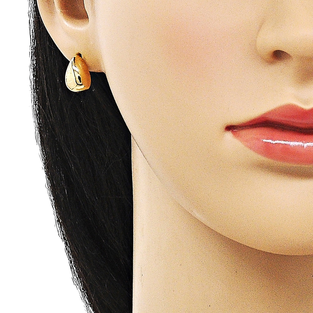 Oro Laminado Stud Earring, Gold Filled Style Teardrop Design, Polished, Golden Finish