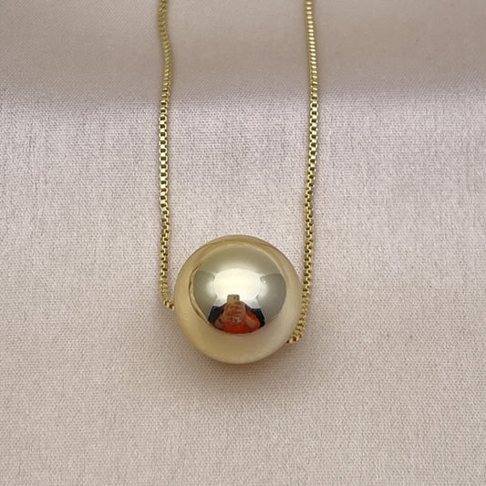 Oro Laminado Pendant Necklace, Gold Filled Style Ball and Box Design, Polished, Golden Finish