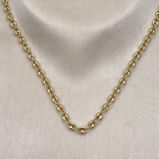 Oro Laminado Fancy Necklace, Gold Filled Style Puff Mariner Design, Polished, Golden Finish