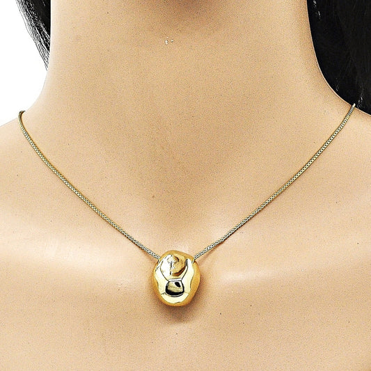 Oro Laminado Pendant Necklace, Gold Filled Style Ball and Box Design, Polished, Golden Finish