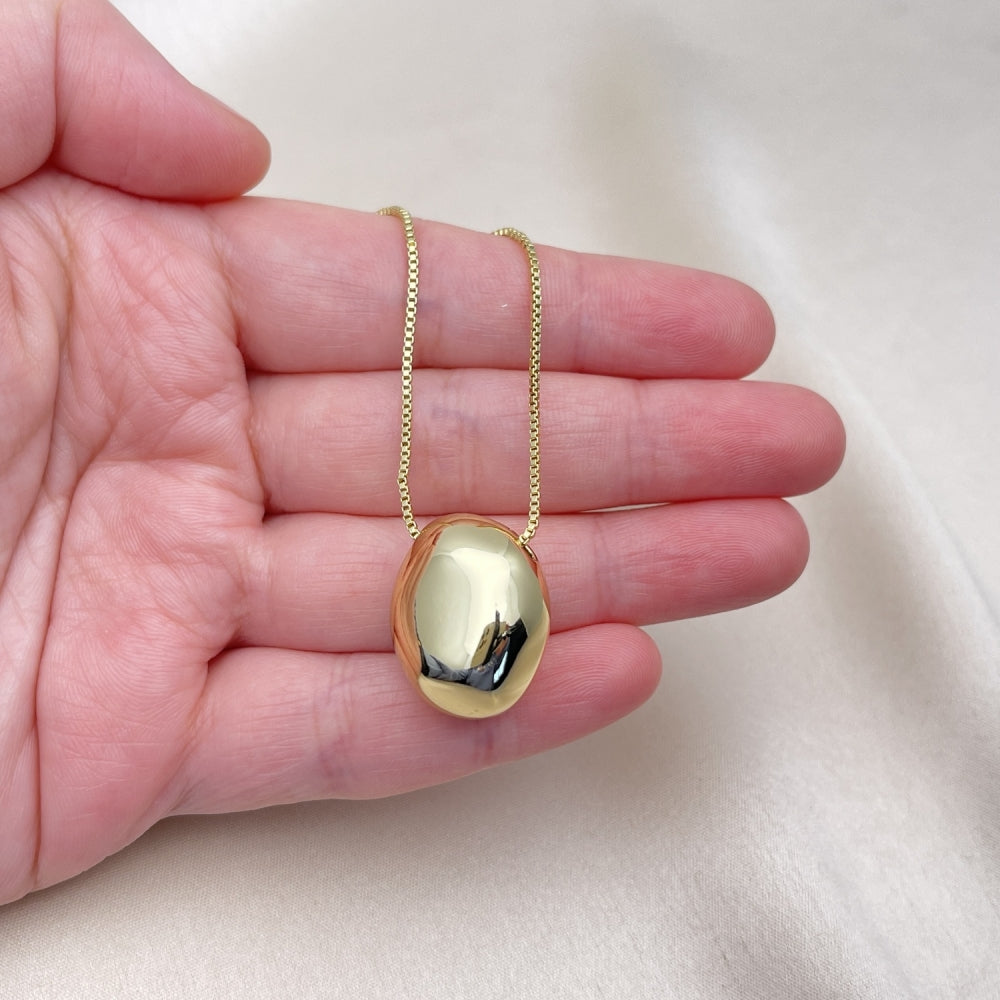 Oro Laminado Pendant Necklace, Gold Filled Style Ball and Box Design, Polished, Golden Finish