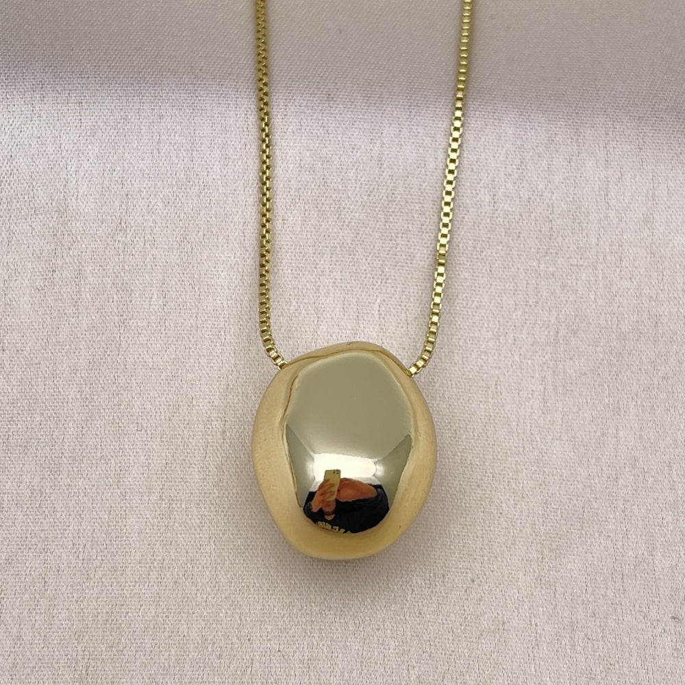 Oro Laminado Pendant Necklace, Gold Filled Style Ball and Box Design, Polished, Golden Finish