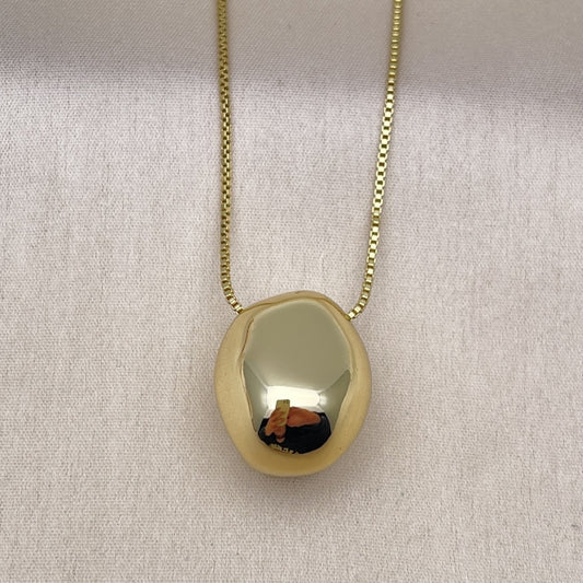 Oro Laminado Pendant Necklace, Gold Filled Style Ball and Box Design, Polished, Golden Finish