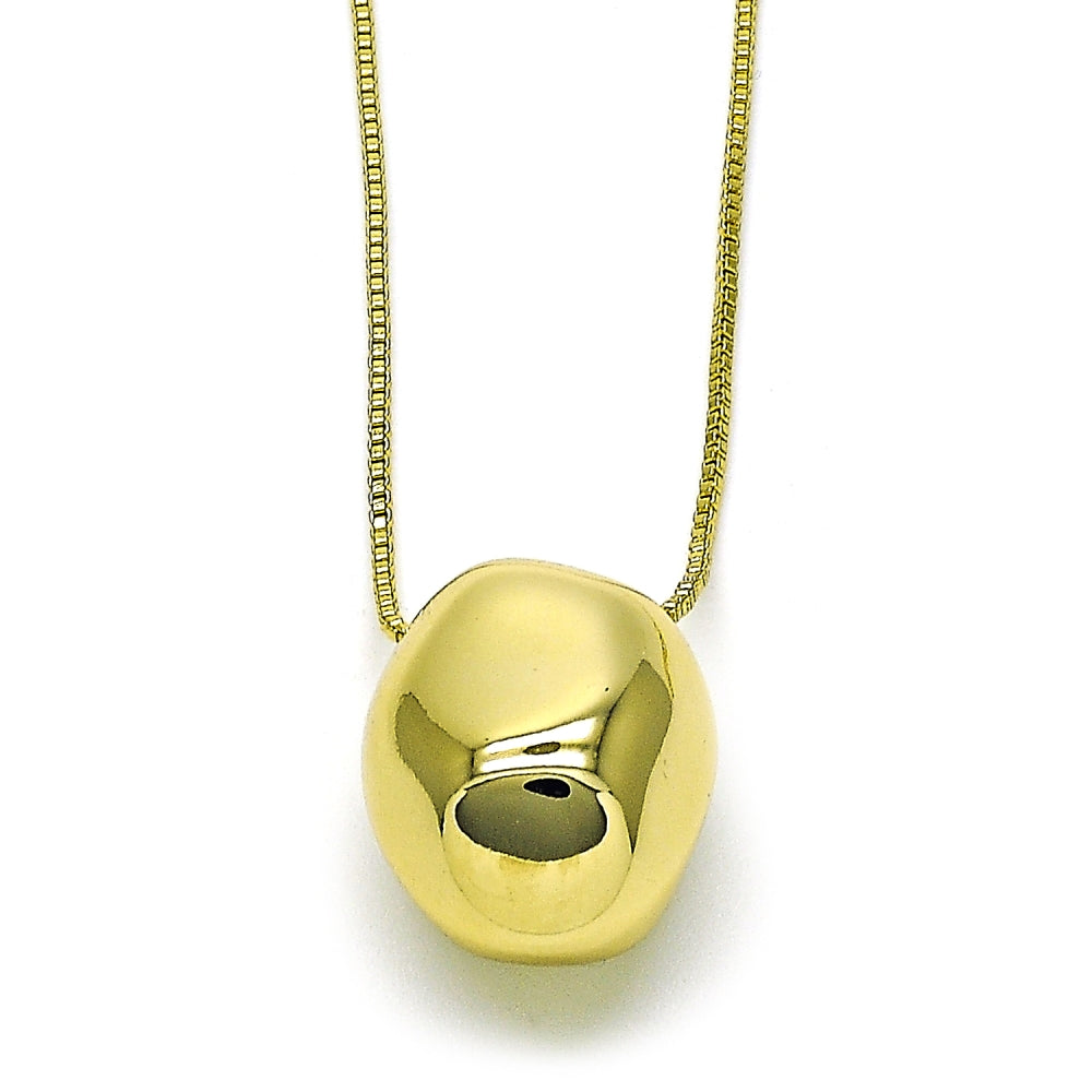 Oro Laminado Pendant Necklace, Gold Filled Style Ball and Box Design, Polished, Golden Finish