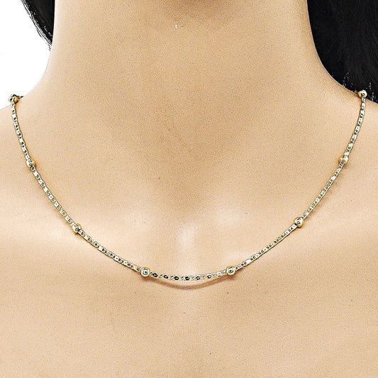 Oro Laminado Basic Necklace, Gold Filled Style Ball Design, Polished, Golden Finish