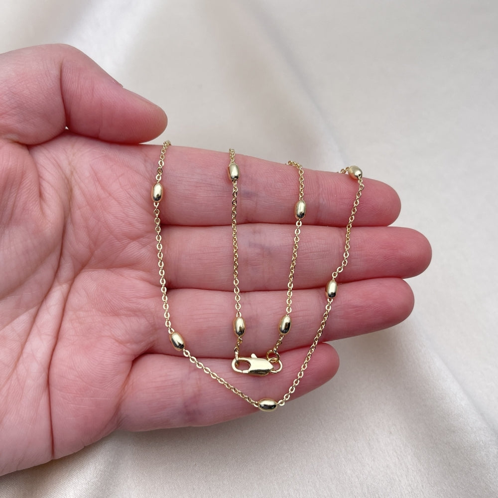Oro Laminado Basic Necklace, Gold Filled Style Ball Design, Polished, Golden Finish
