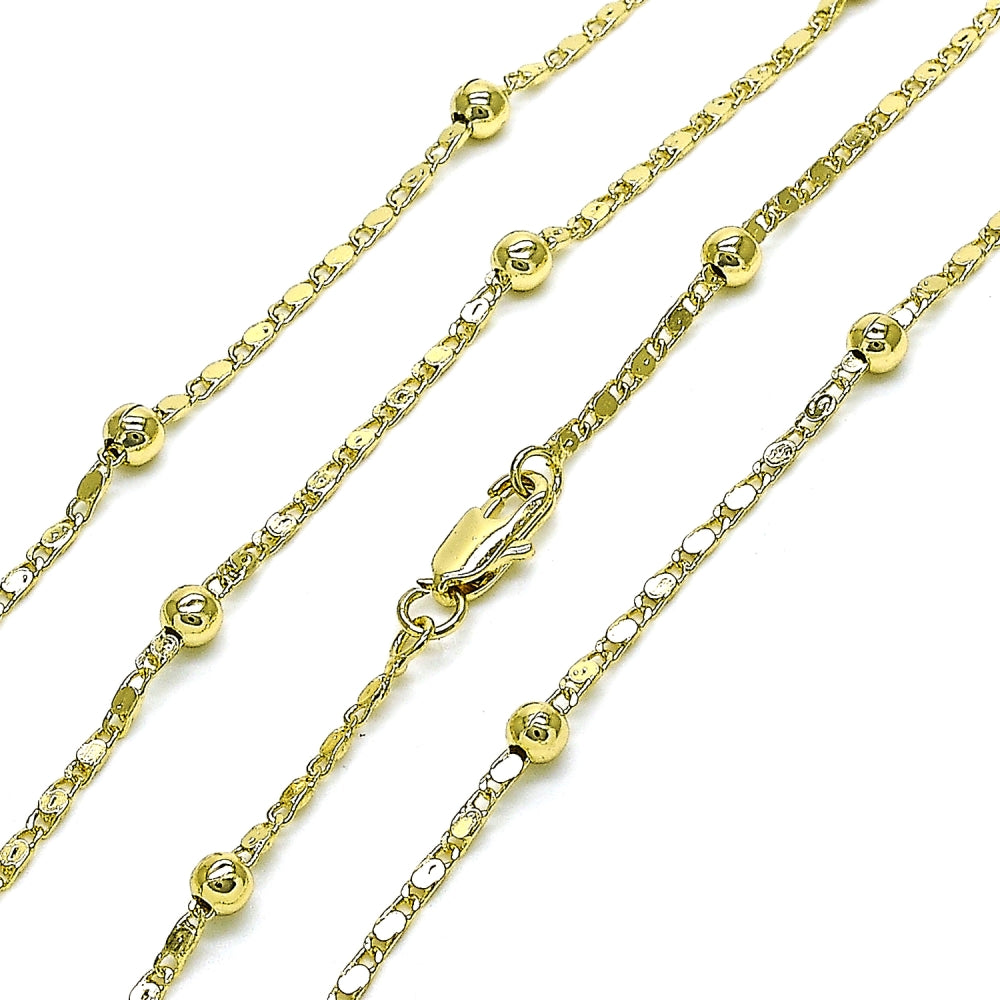 Oro Laminado Basic Necklace, Gold Filled Style Ball Design, Polished, Golden Finish
