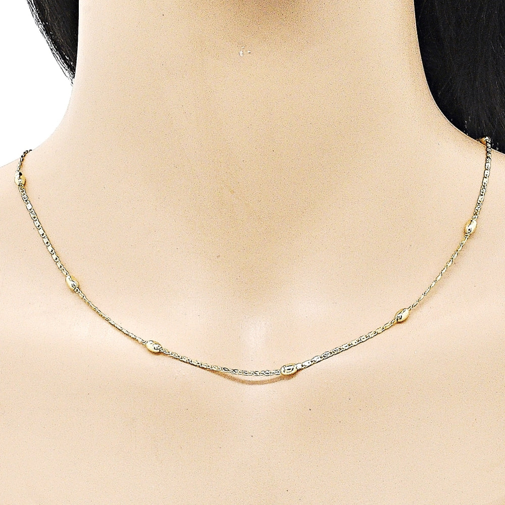Oro Laminado Basic Necklace, Gold Filled Style Ball Design, Polished, Golden Finish