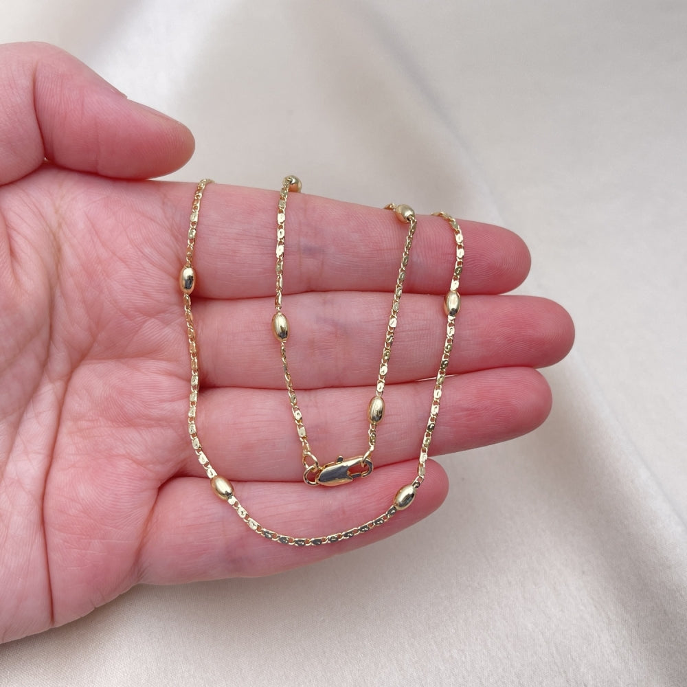 Oro Laminado Basic Necklace, Gold Filled Style Ball Design, Polished, Golden Finish