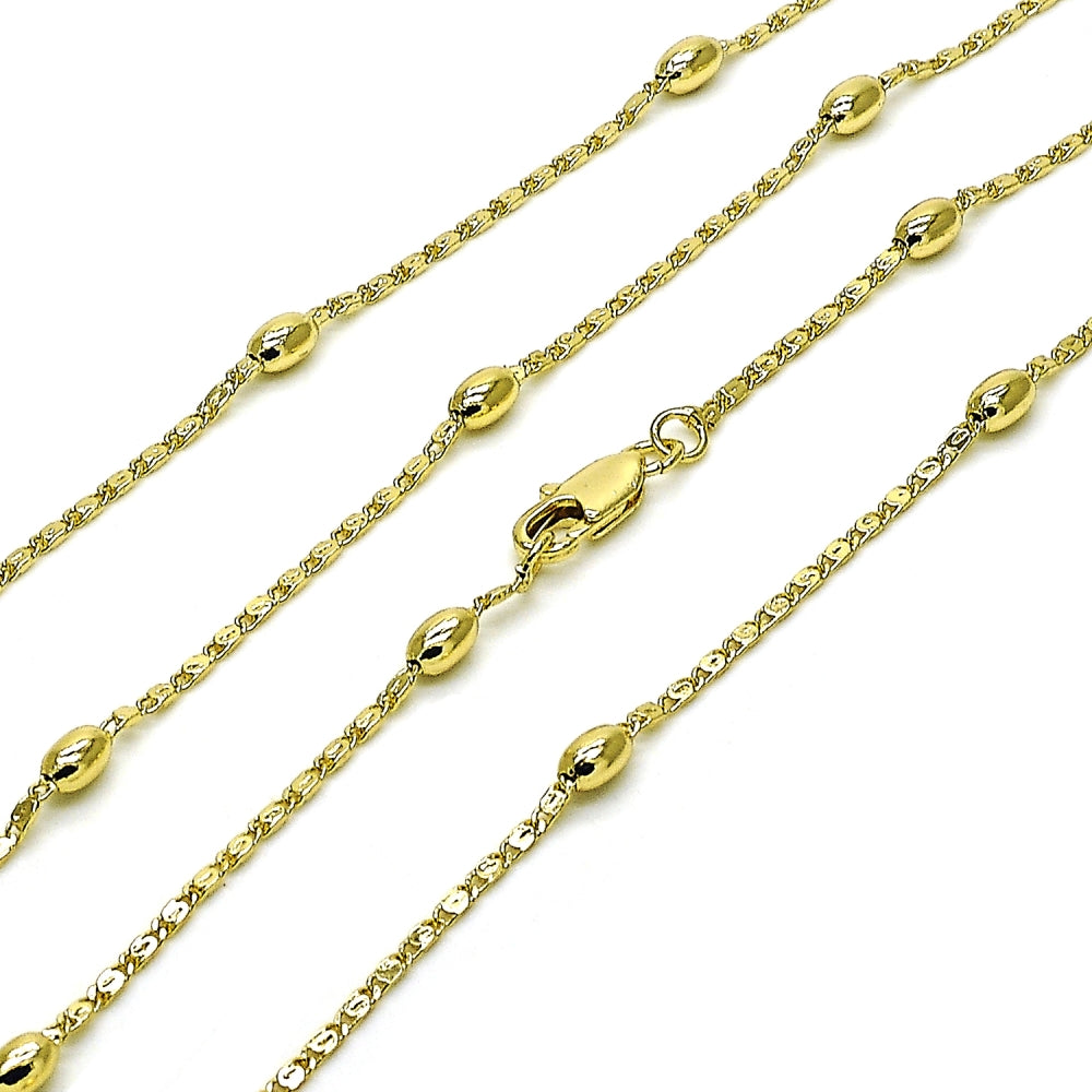 Oro Laminado Basic Necklace, Gold Filled Style Ball Design, Polished, Golden Finish