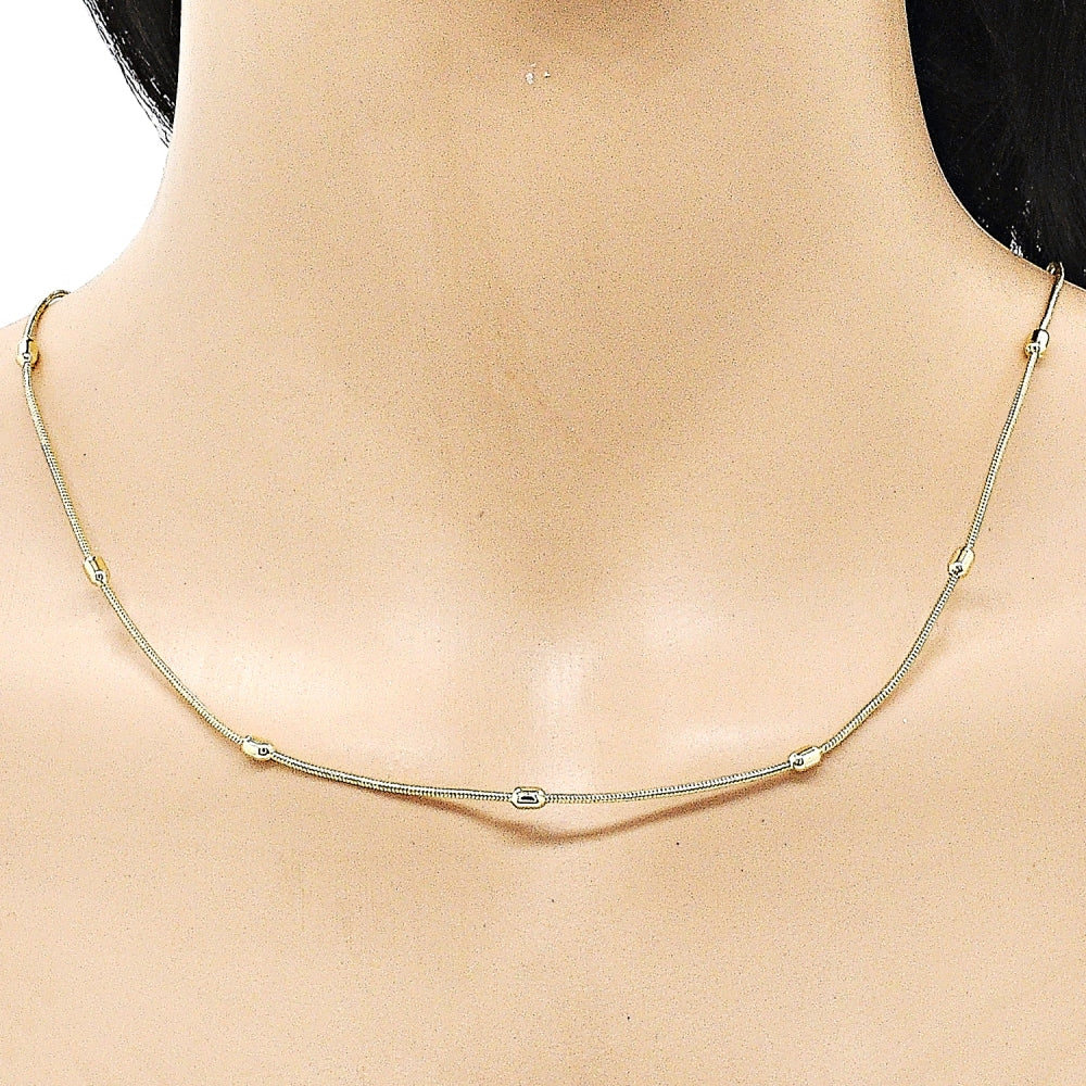 Oro Laminado Basic Necklace, Gold Filled Style Rat Tail and Ball Design, Polished, Golden Finish