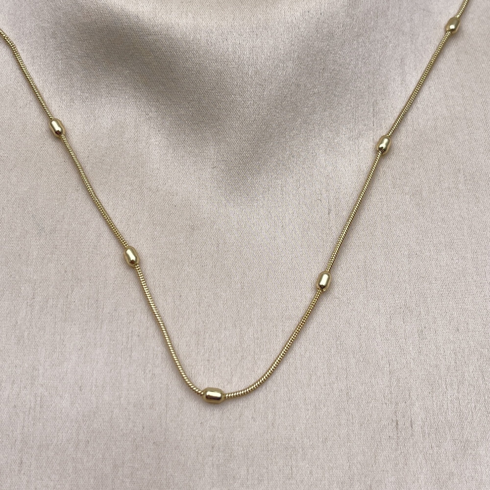 Oro Laminado Basic Necklace, Gold Filled Style Rat Tail and Ball Design, Polished, Golden Finish