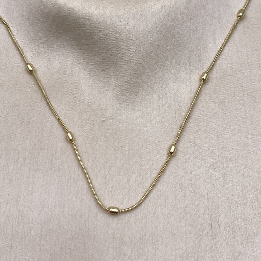 Oro Laminado Basic Necklace, Gold Filled Style Rat Tail and Ball Design, Polished, Golden Finish