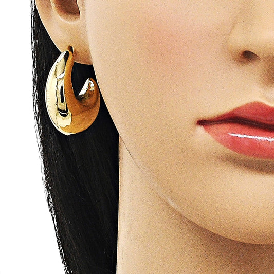 Oro Laminado Stud Earring, Gold Filled Style Hollow Design, Polished, Golden Finish