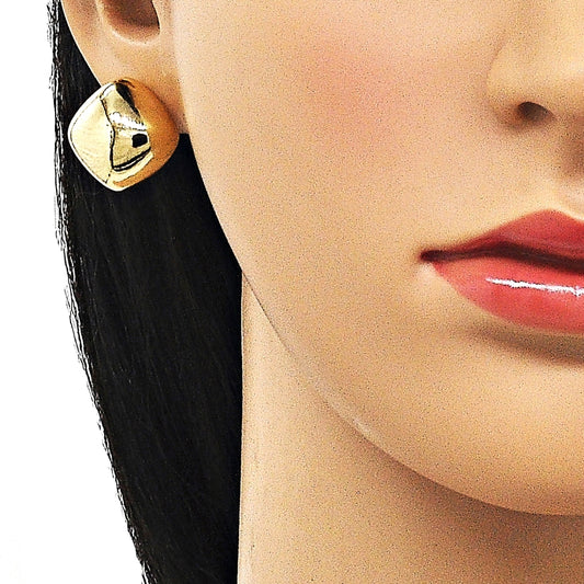 Oro Laminado Stud Earring, Gold Filled Style Polished, Golden Finish