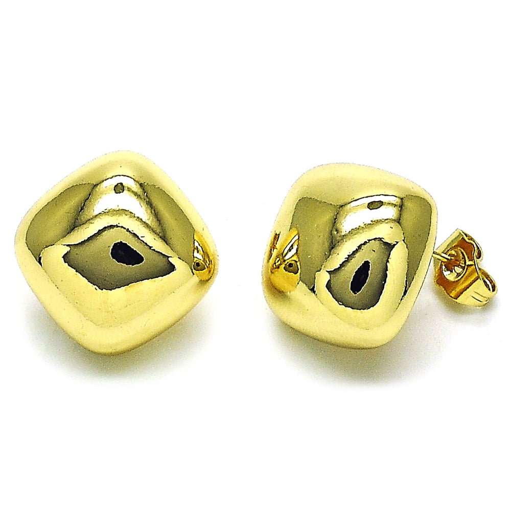Oro Laminado Stud Earring, Gold Filled Style Polished, Golden Finish