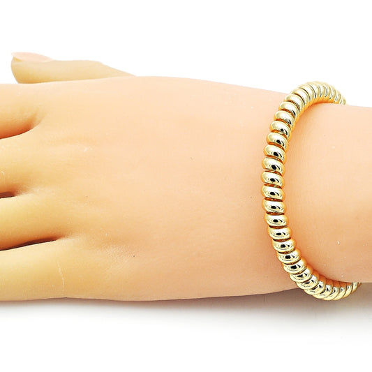 Oro Laminado Individual Bangle, Gold Filled Style Twist and Spiral Design, Polished, Golden Finish