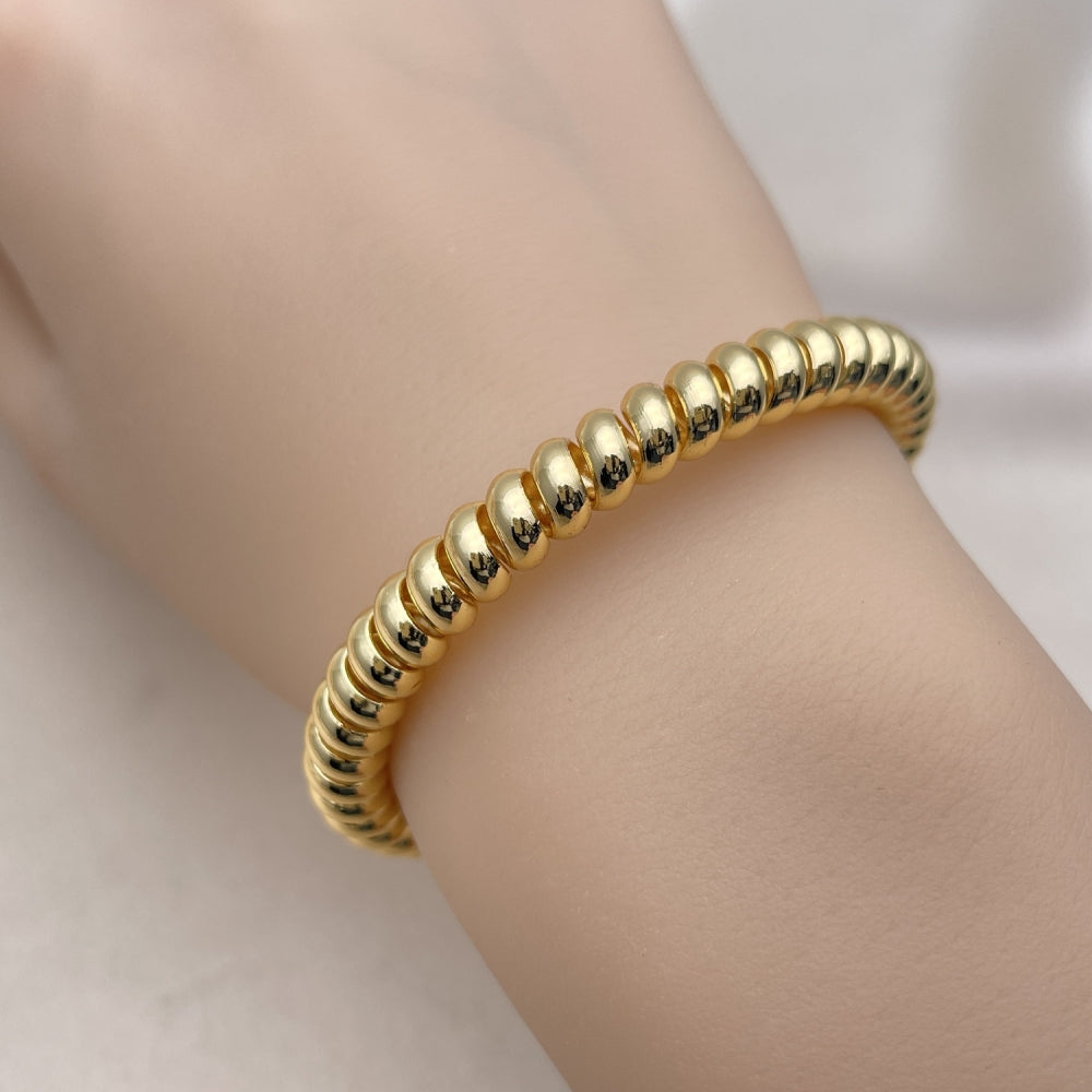 Oro Laminado Individual Bangle, Gold Filled Style Twist and Spiral Design, Polished, Golden Finish