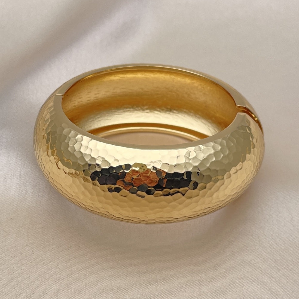 Oro Laminado Individual Bangle, Gold Filled Style Disco Design, Polished, Golden Finish