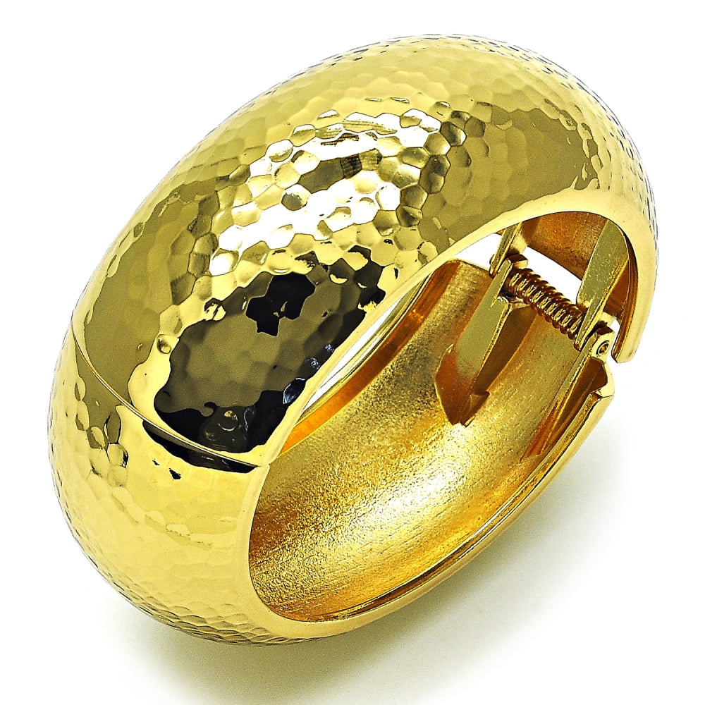 Oro Laminado Individual Bangle, Gold Filled Style Disco Design, Polished, Golden Finish